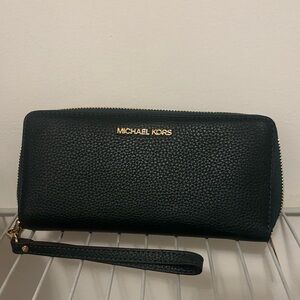Michael Kors Black Pebbled Leather Wristlet
